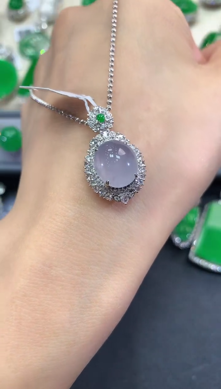 【闪购商品】翡翠吊坠(不含链)18K金镶嵌w21紫货有色差