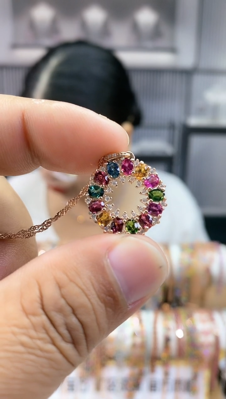 银S925镶嵌吊坠碧玺354354354354354