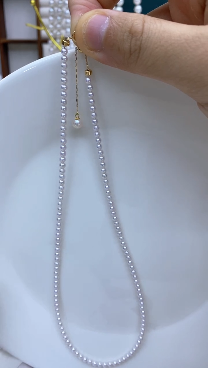 【闪购商品】淡水珍珠项链18K金镶嵌3-4