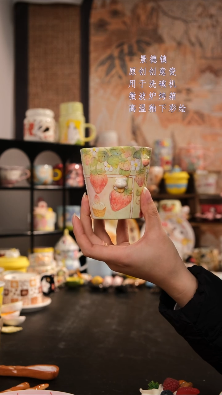 摆件陶v旺得可以陶瓷手工手绘设计师款