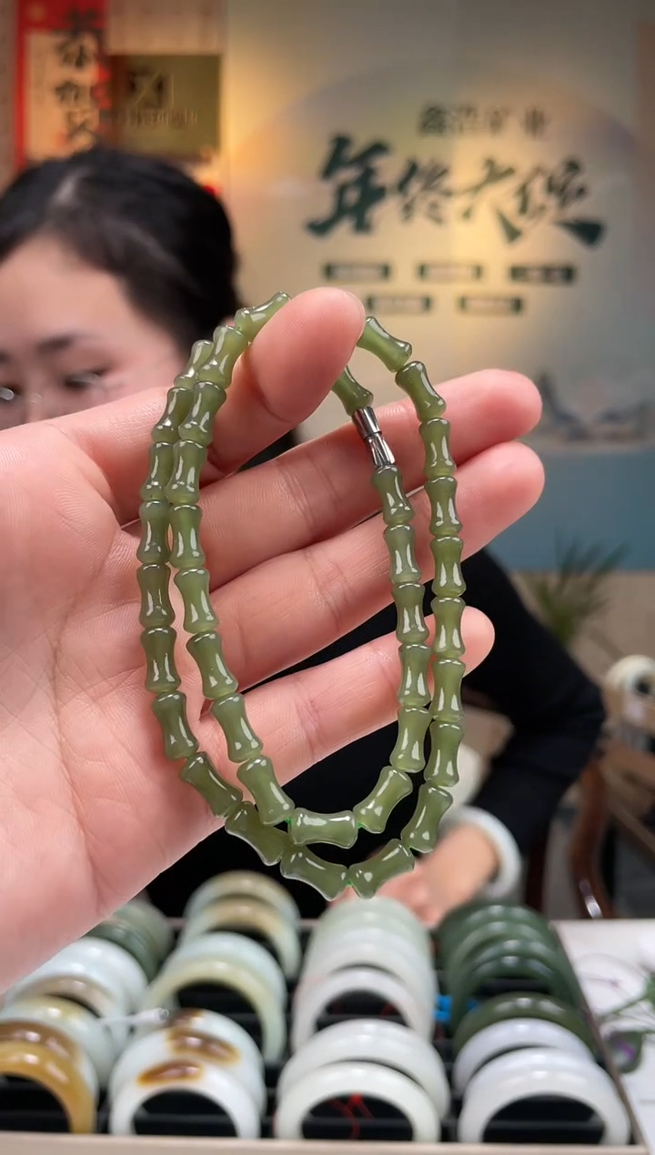 【闪购商品】和田玉颈饰未镶嵌沙枣青竹节项链一条