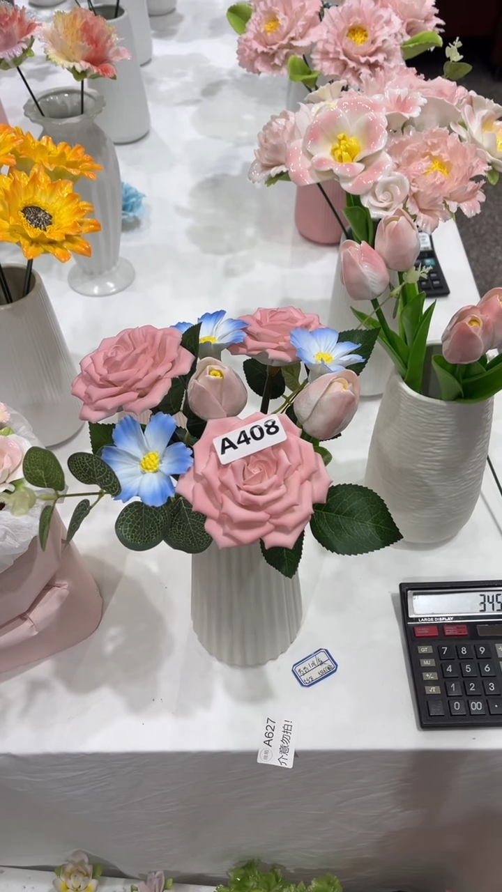 陶瓷花芯***心   手捏花-A408不带花瓶