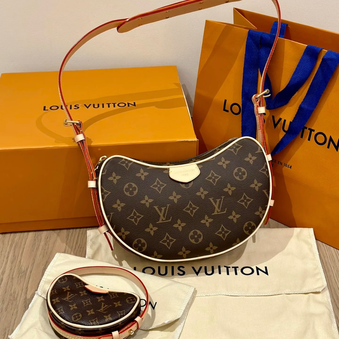 95新 LouisVuitton/路易威登 7姐专场/老花Croissant豌豆包