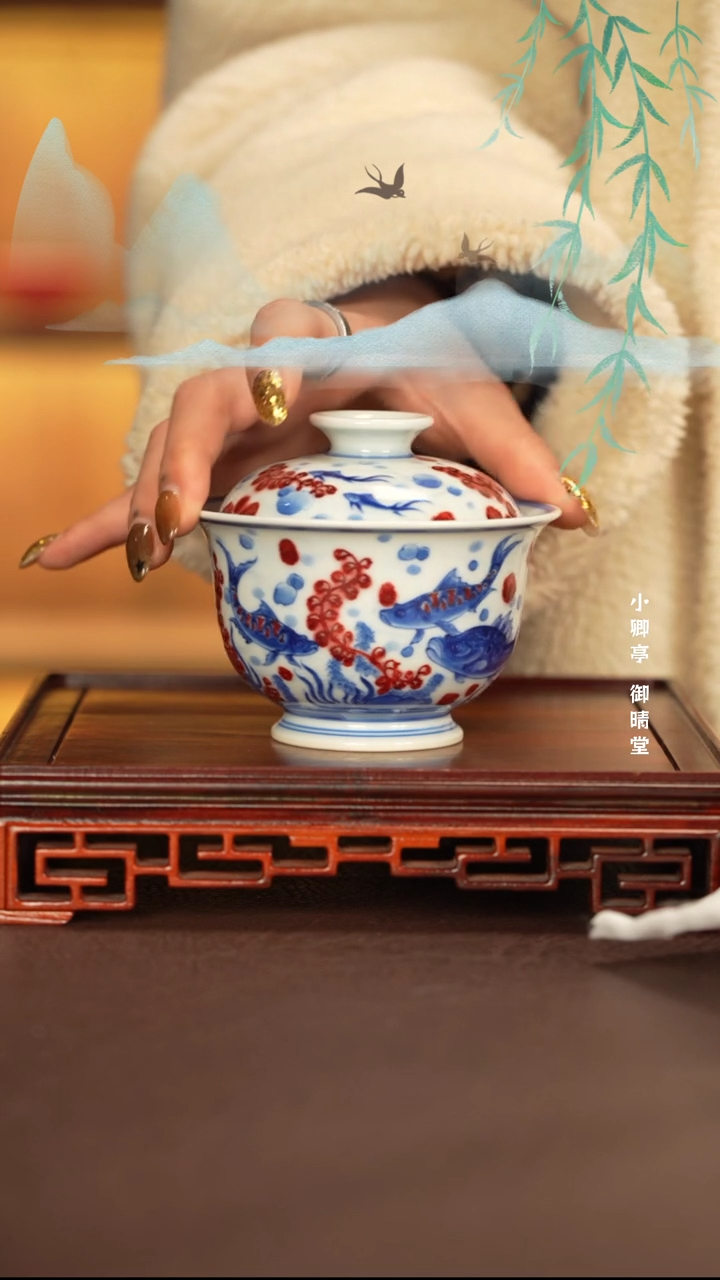 【闪购商品】盖碗永明尚玩景德镇手工手绘陶瓷