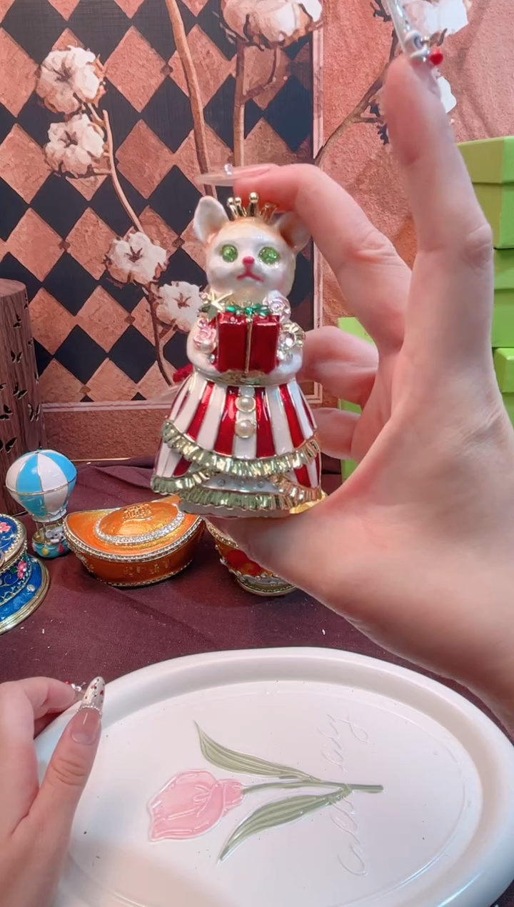 锌合金珐琅首饰盒默认微瑕拆盒不退～露露猫