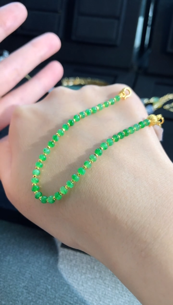 【闪购商品】翡翠手链18K金镶嵌手饰