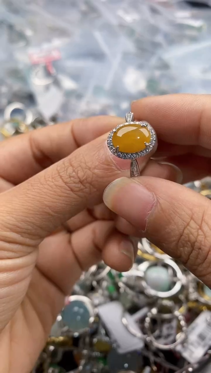 银S925镶嵌戒指翡翠999--10