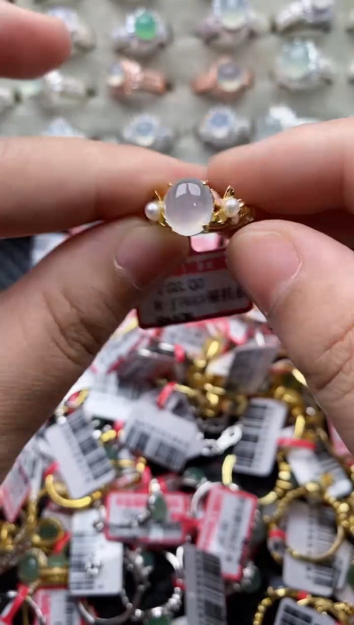 【闪购商品】翡翠戒指银S925镶嵌3333--4