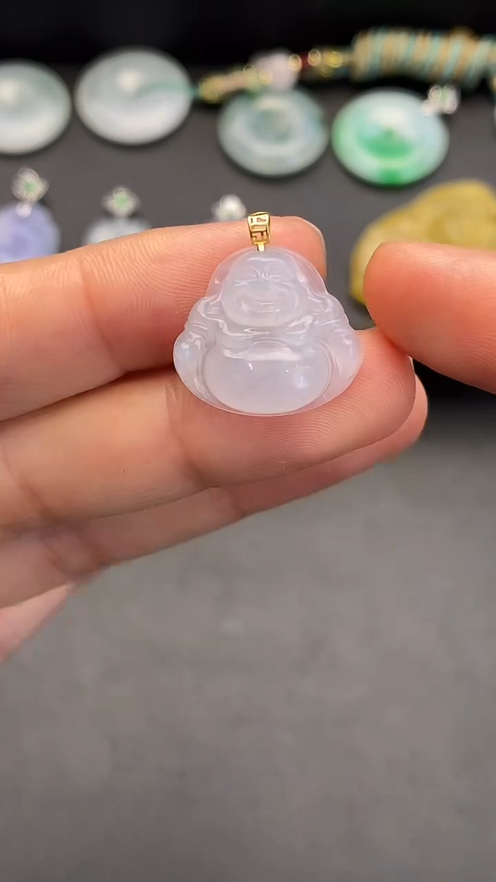 颈饰18K金镶嵌翡翠佛公