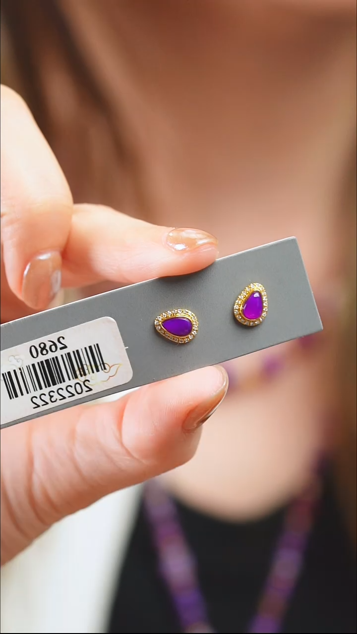 18K金镶嵌苏纪石（舒俱来）耳钉22