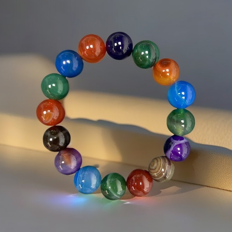 天然梦幻缠丝玛瑙玉石多宝玉手串12MM16颗精美百搭珠宝多样性发一