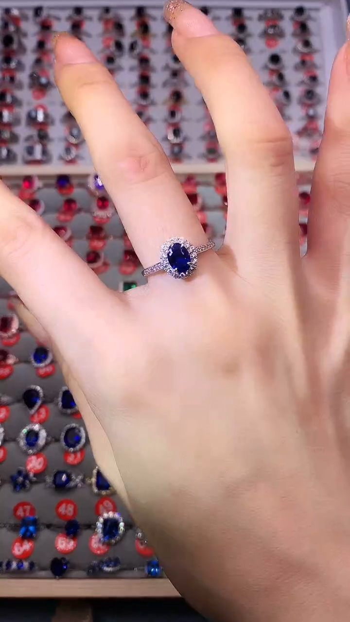 【闪购商品】蓝宝石戒指银S925镶嵌111111