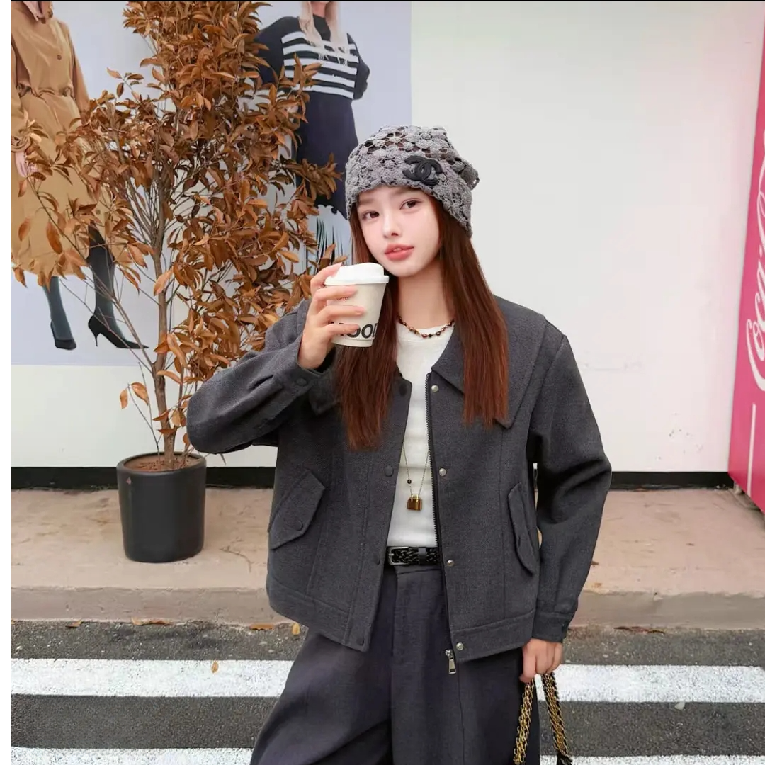 【衣长58】25119款秋冬季新款洋气韩版海军领短呢子外套