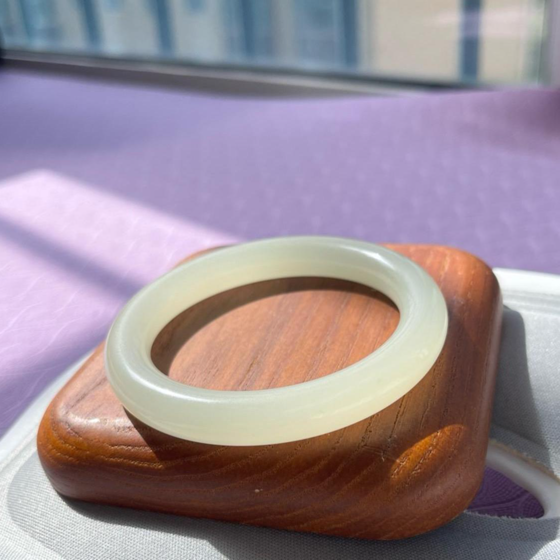 A3和田玉蜂蜜水青海料正圈手镯