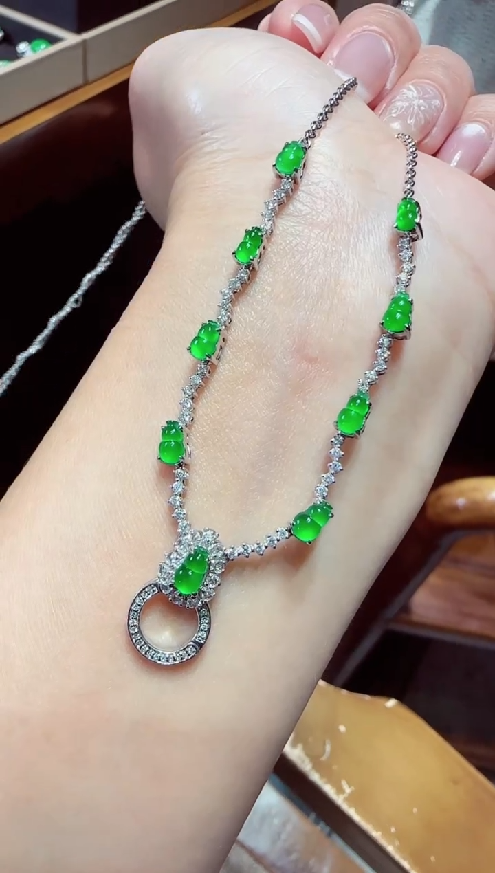 【闪购商品】翡翠项链18K金镶嵌项链