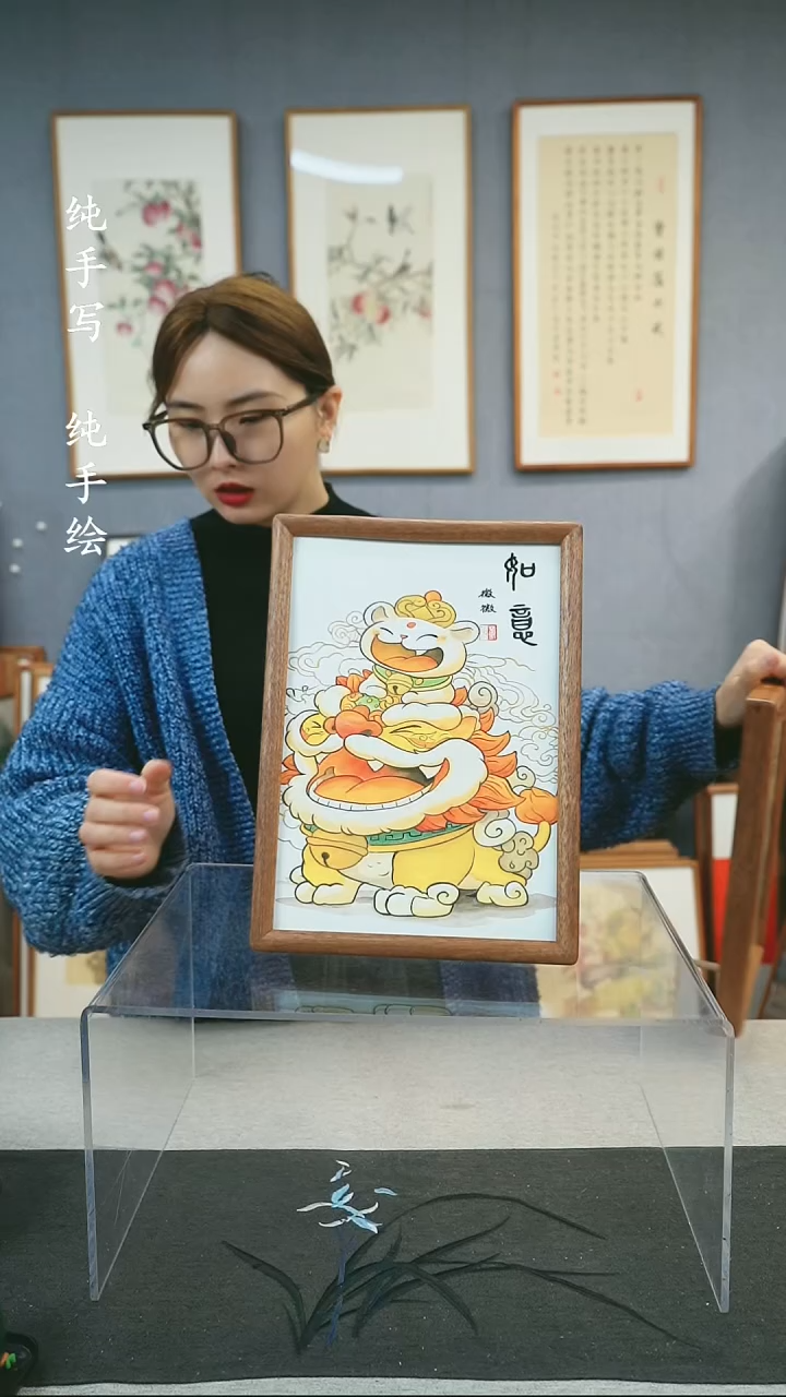 【闪购商品】国画A4-23*32摆台手绘作品-