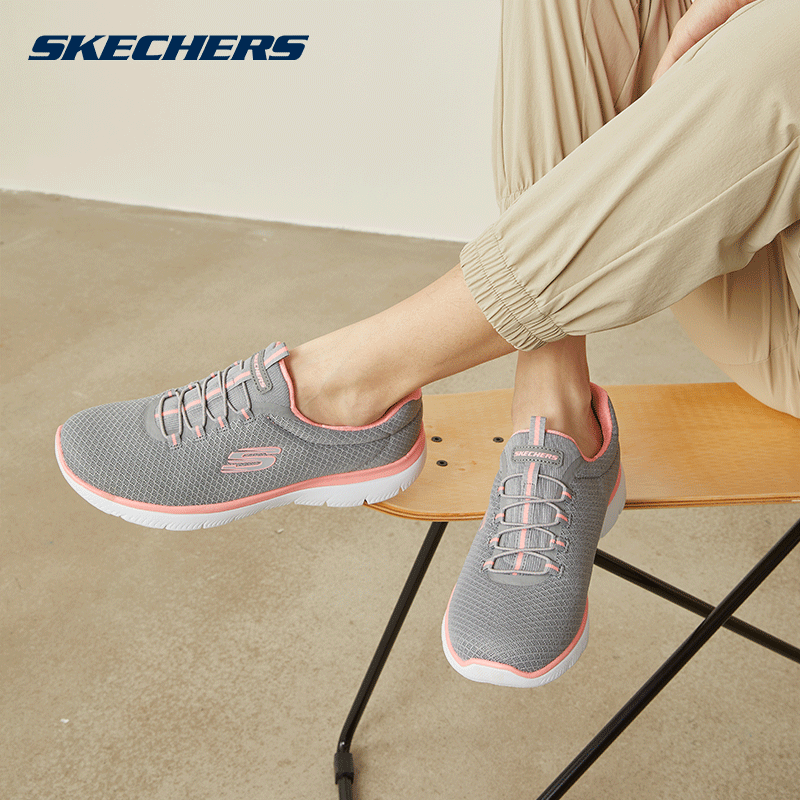 Skechers斯凯奇女鞋一脚蹬懒人鞋户外跑步运动鞋舒适百搭网面休闲