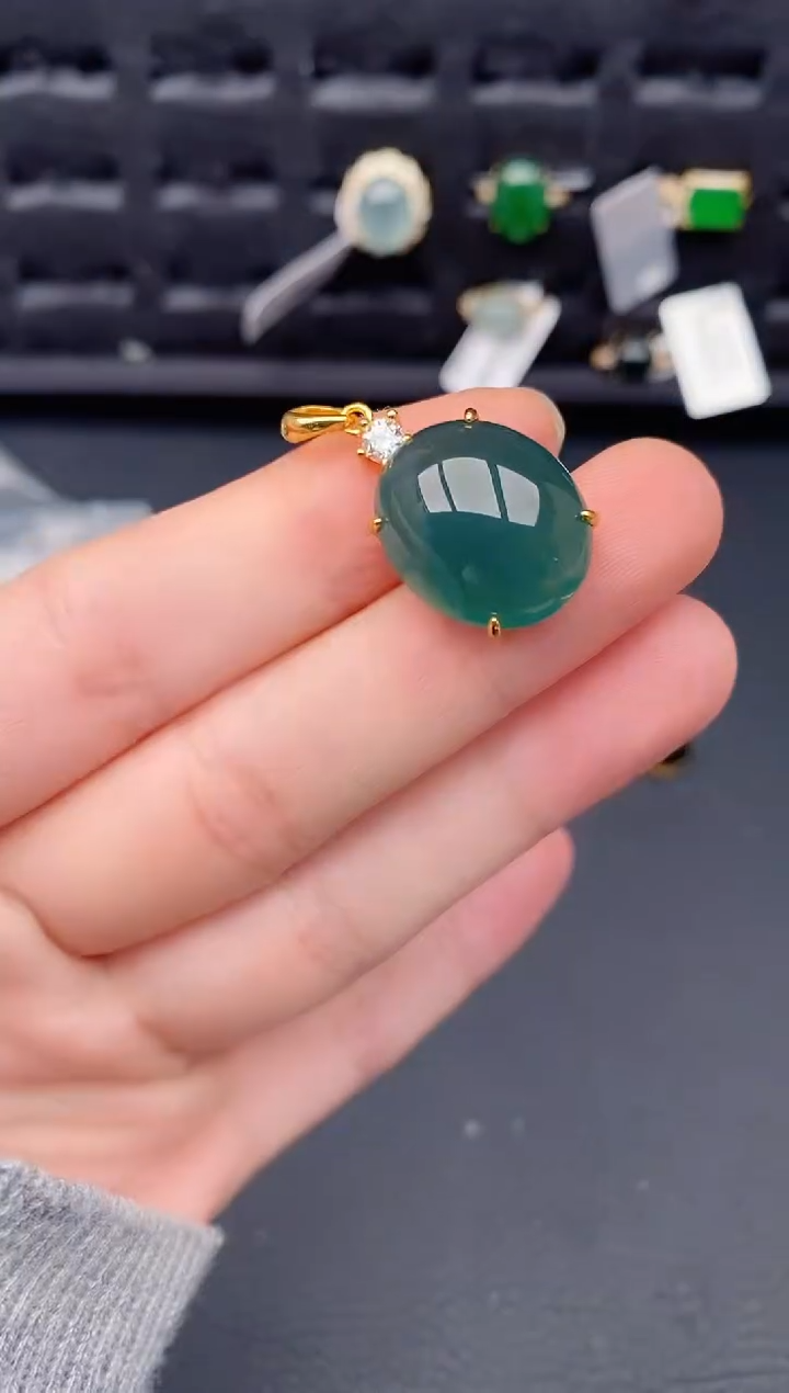 颈饰银S925镶嵌翡翠天然a货翡翠311