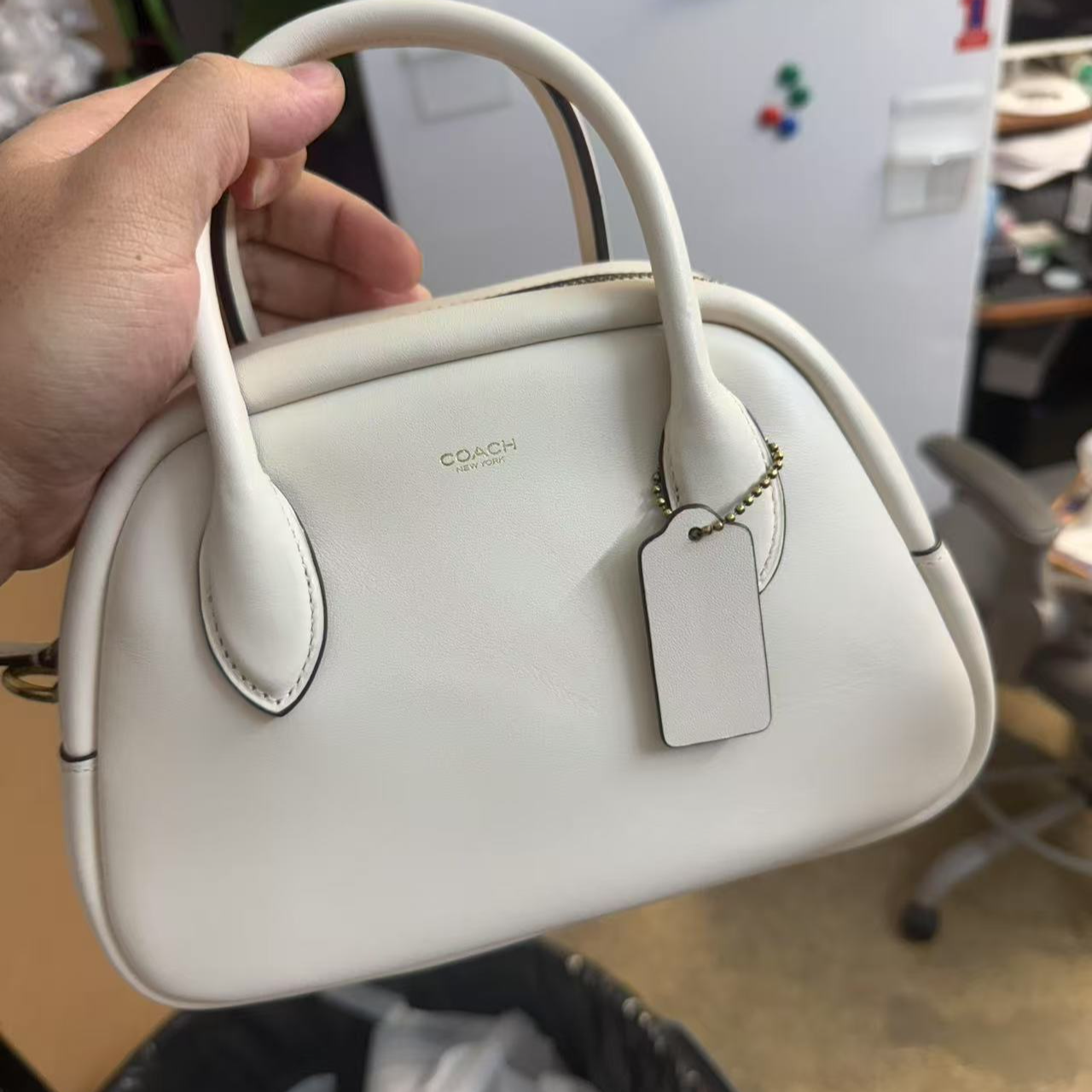 【预售】COACH/蔻驰专柜白色保龄球单肩包CU863
