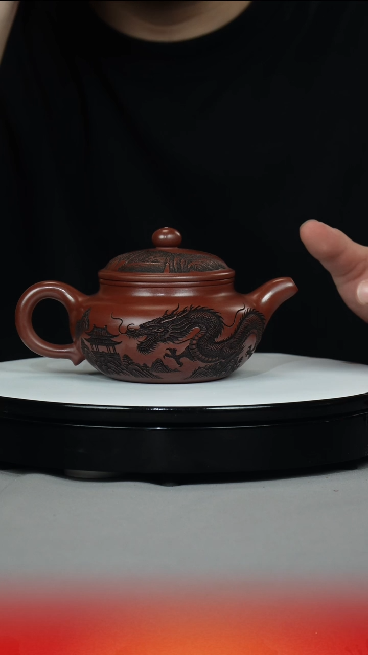 茶壶紫砂龙血砂 仿古 龙行天下