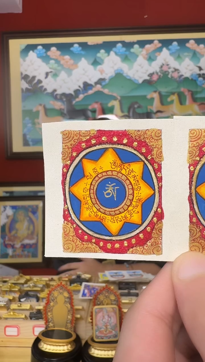 吊坠文老师-热贡纯手绘周毛