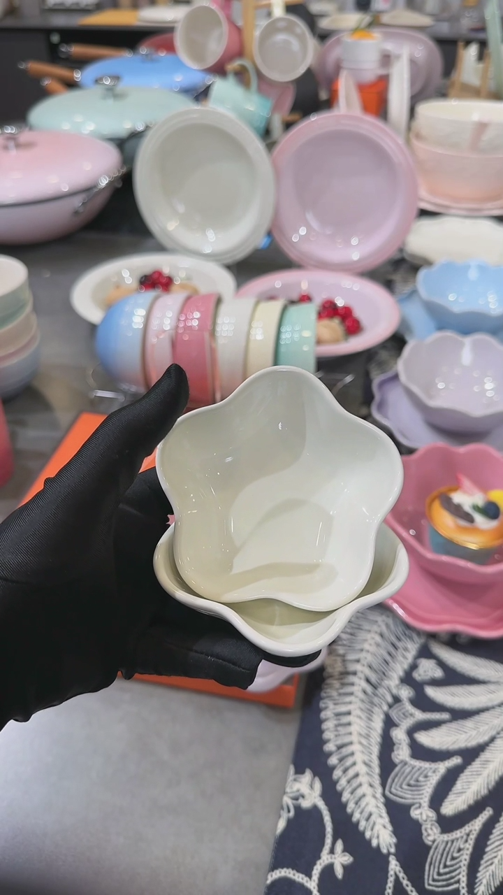 【闪购商品】瓷2件套奶油白花瓣蘸料碟