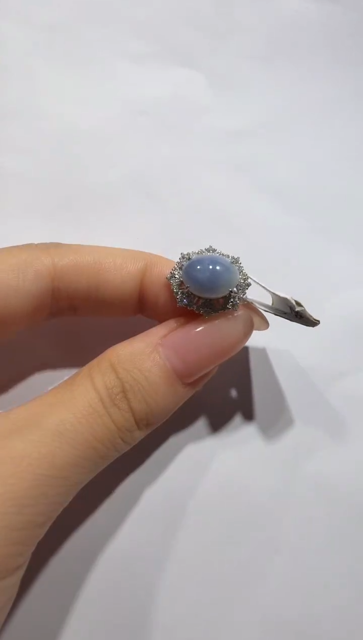 银S925镶嵌戒指翡翠925银镶缅甸A货翡翠戒指