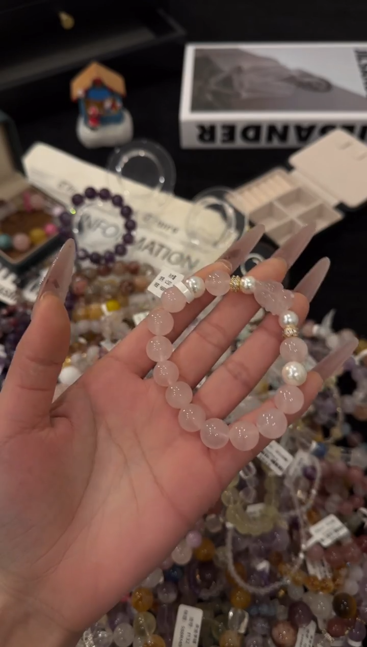 合金手链水晶粉水晶x2001