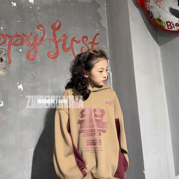 M+潮童宽松型数字字母短袖嘻哈风T恤潮流加厚休闲拼接韩版26095
