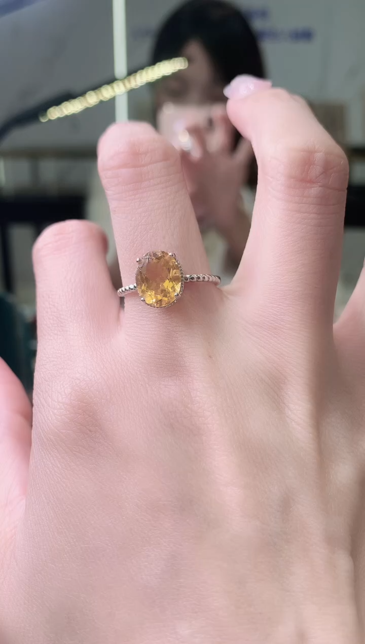 【闪购商品】黄晶戒指银S925镶嵌............