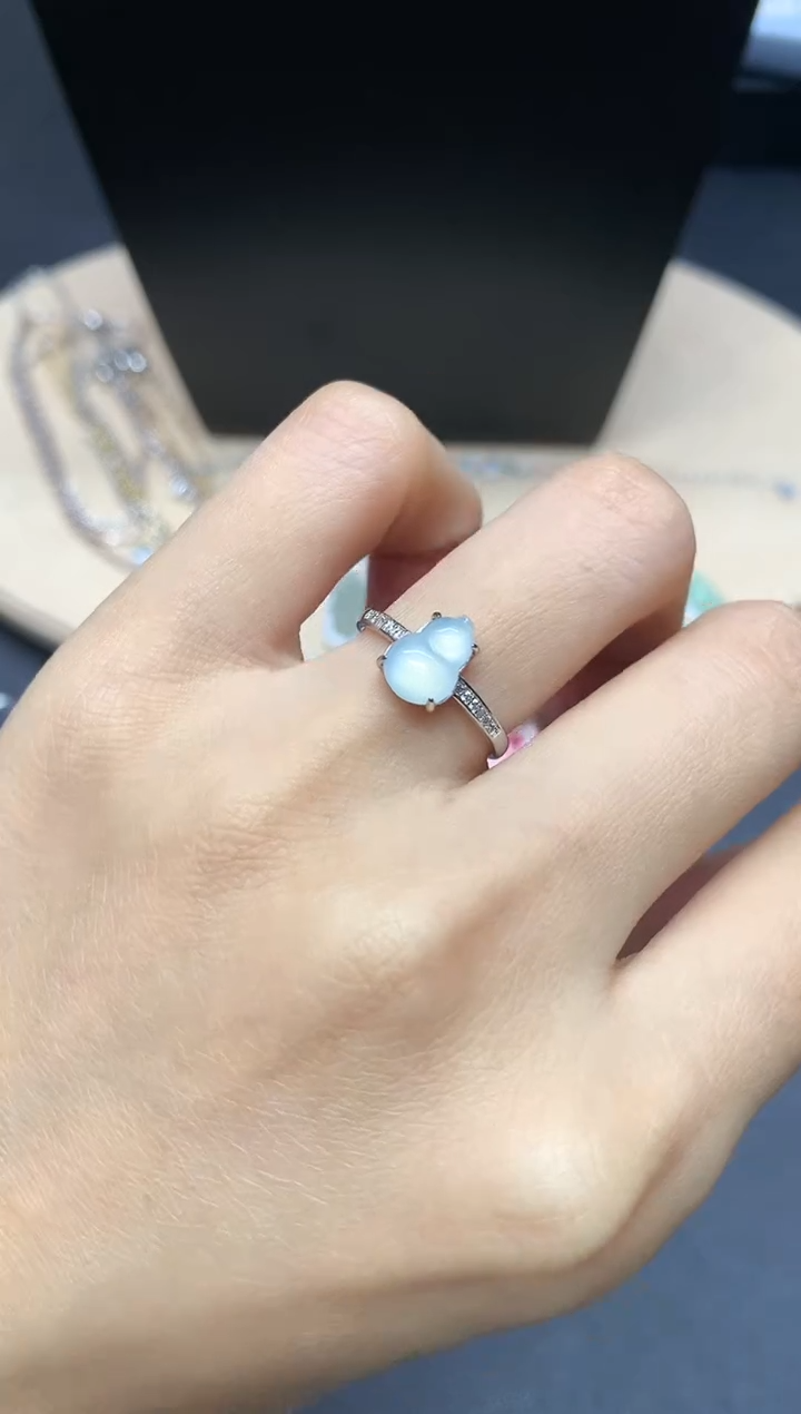 【闪购商品】翡翠戒指银S925镶嵌葫芦【多样性发其一】