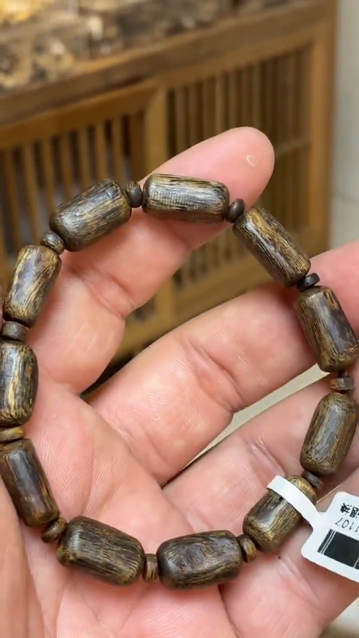 沉香手串 海南红金猊随型单圈沉水多样性发其一