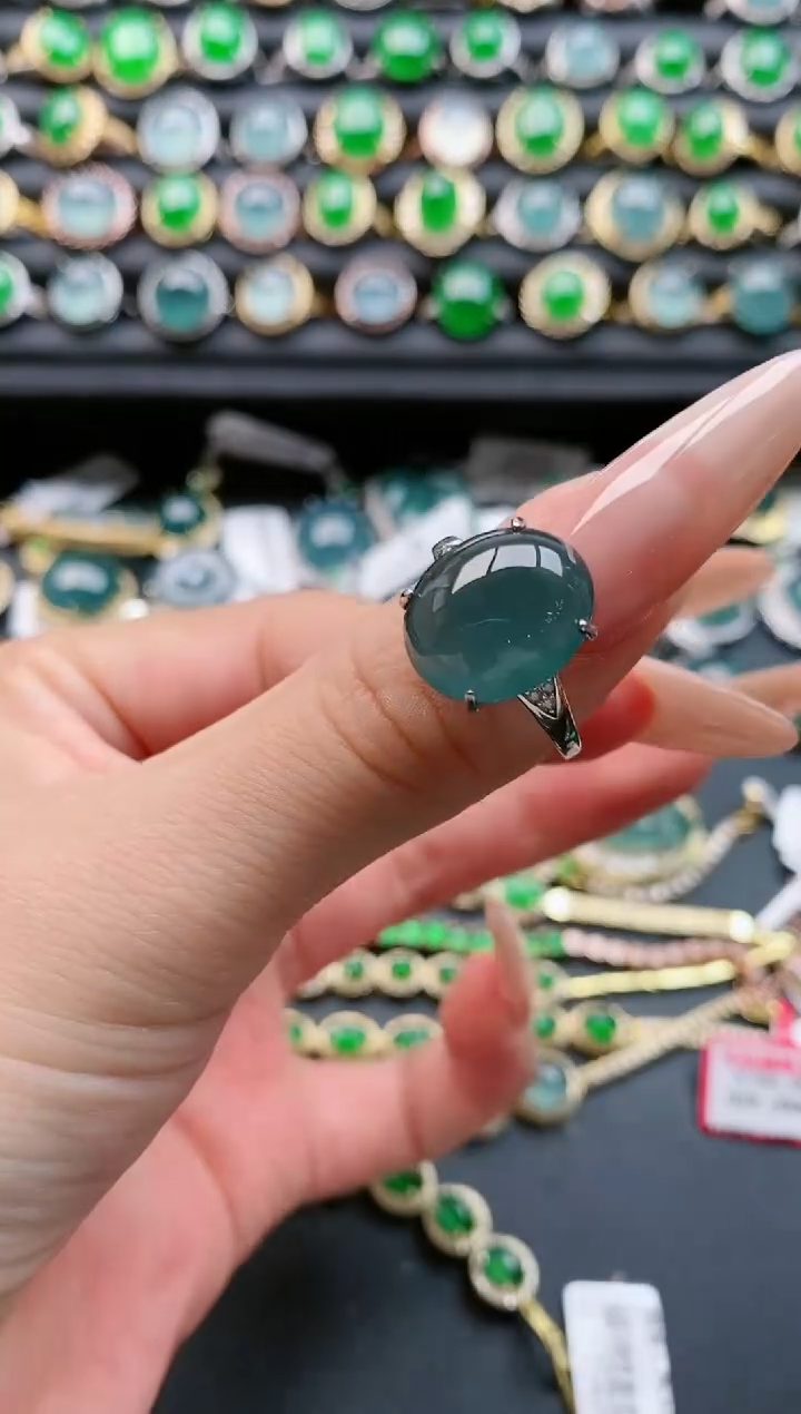 【闪购商品】翡翠戒指银S925镶嵌111111