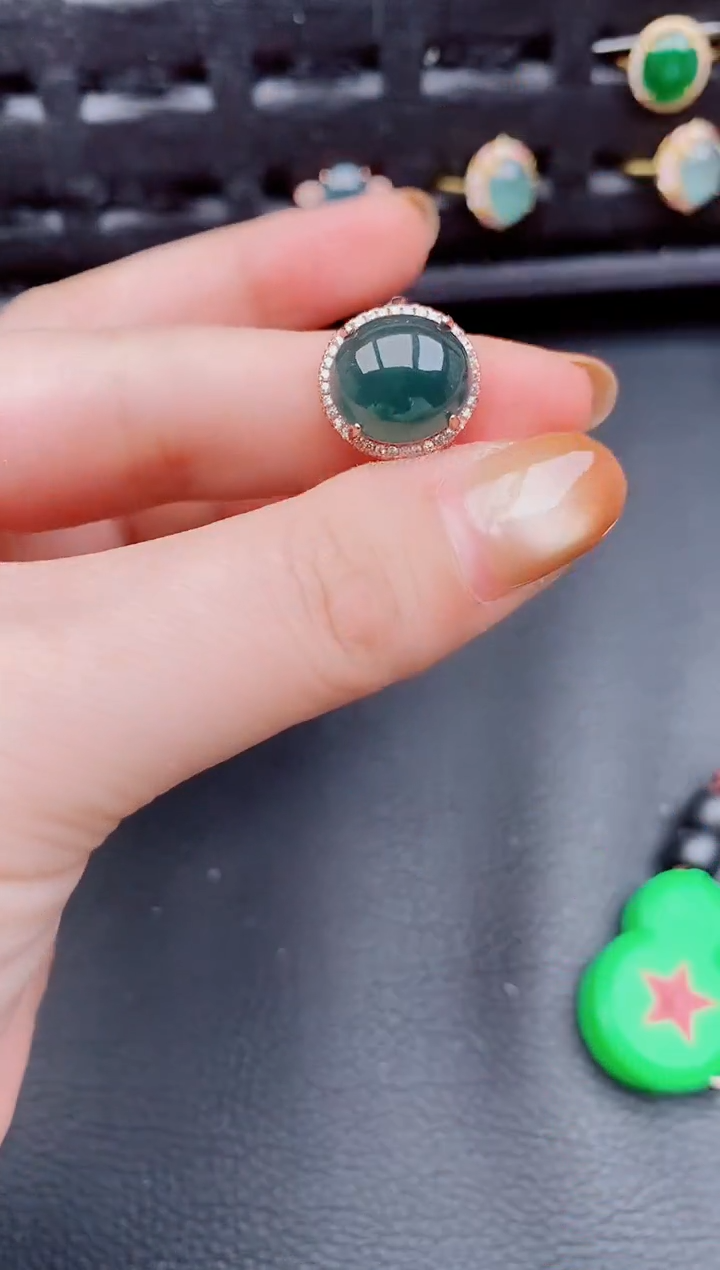 【闪购商品】翡翠戒指银S925镶嵌天然a货翡翠579