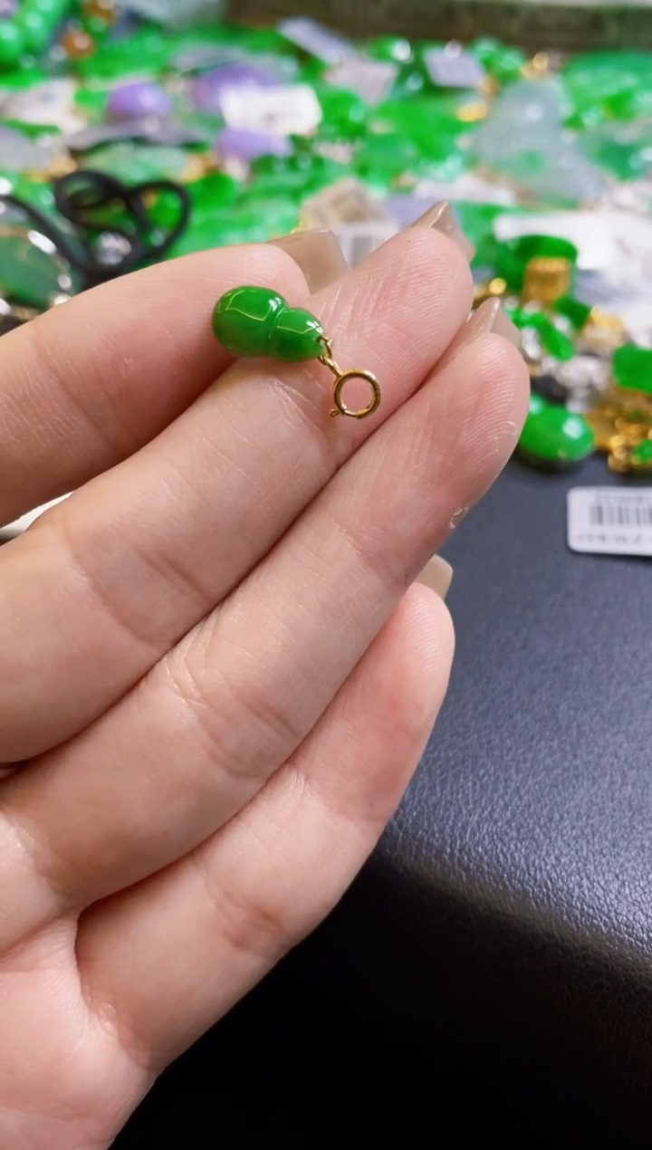 【闪购商品】定制翡翠18K金镶嵌滴流