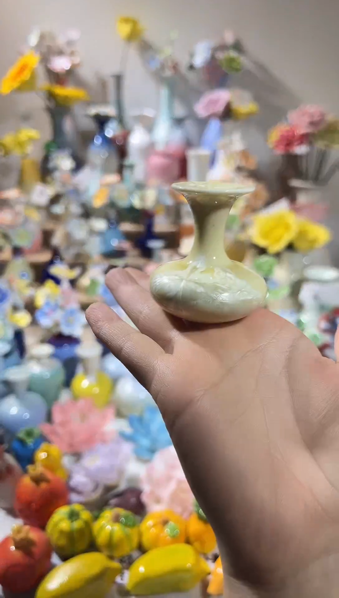 创意手工陶瓷结晶黄小瓶065