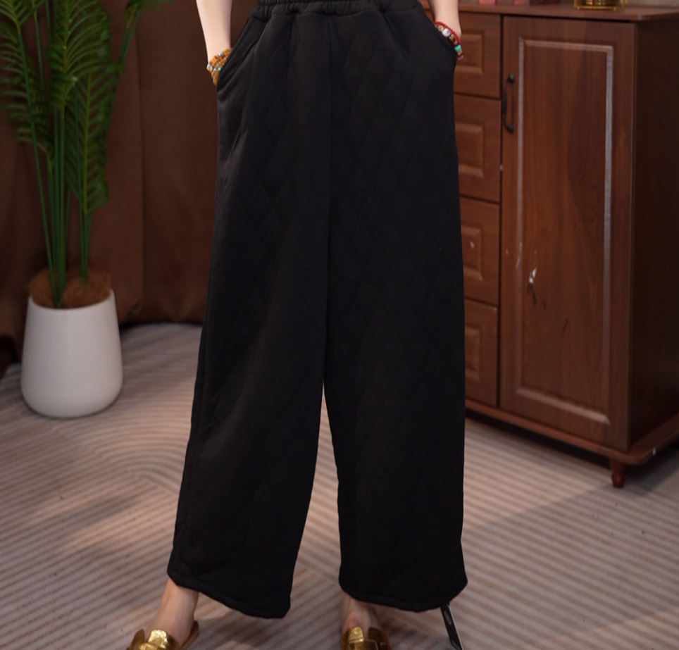 238/ J 新款黑色厚新款夹丝阔腿裤