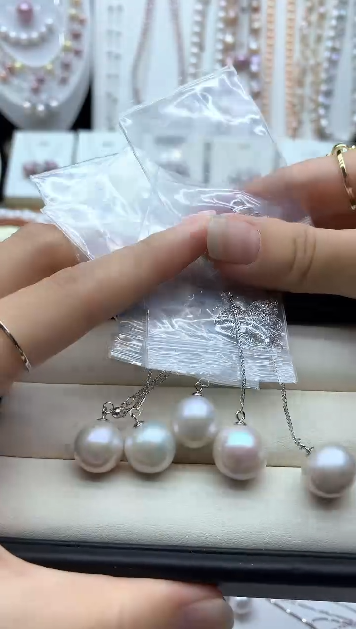 淡水珍珠银S925镶嵌颈饰项链