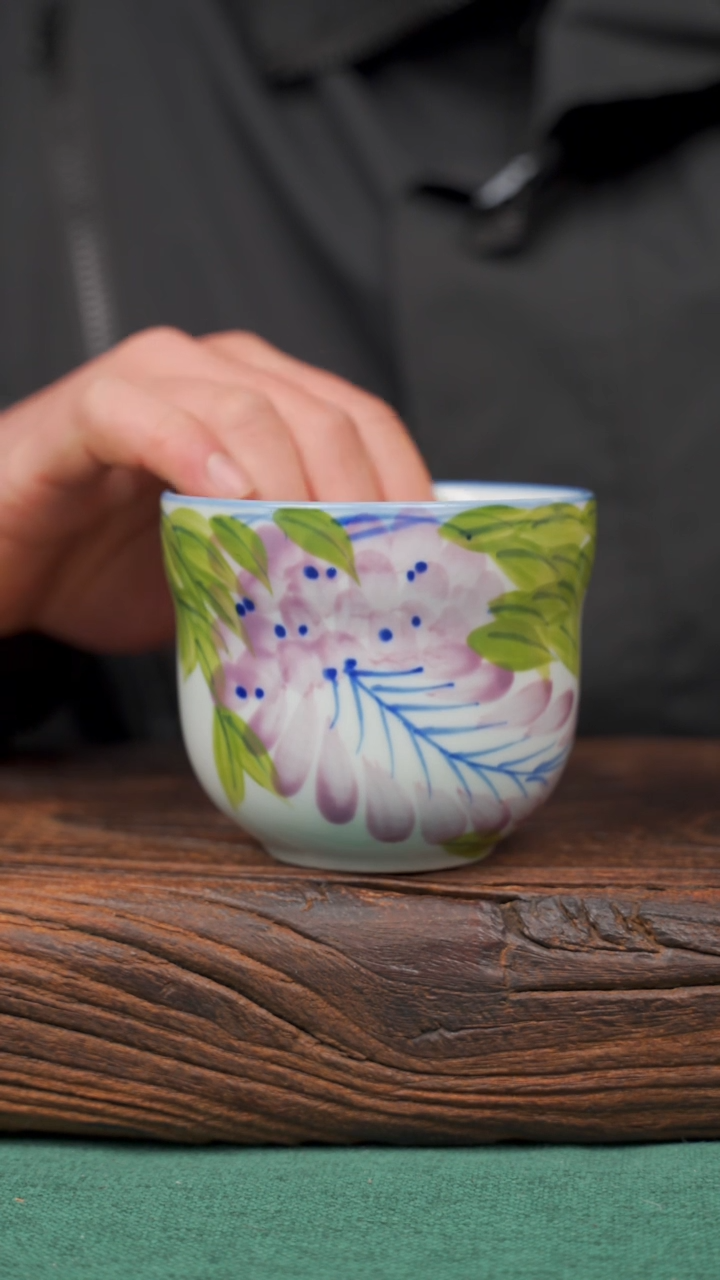 【闪购商品】瓷片55寻一缕瓷香杯釉下手工手绘瓷器