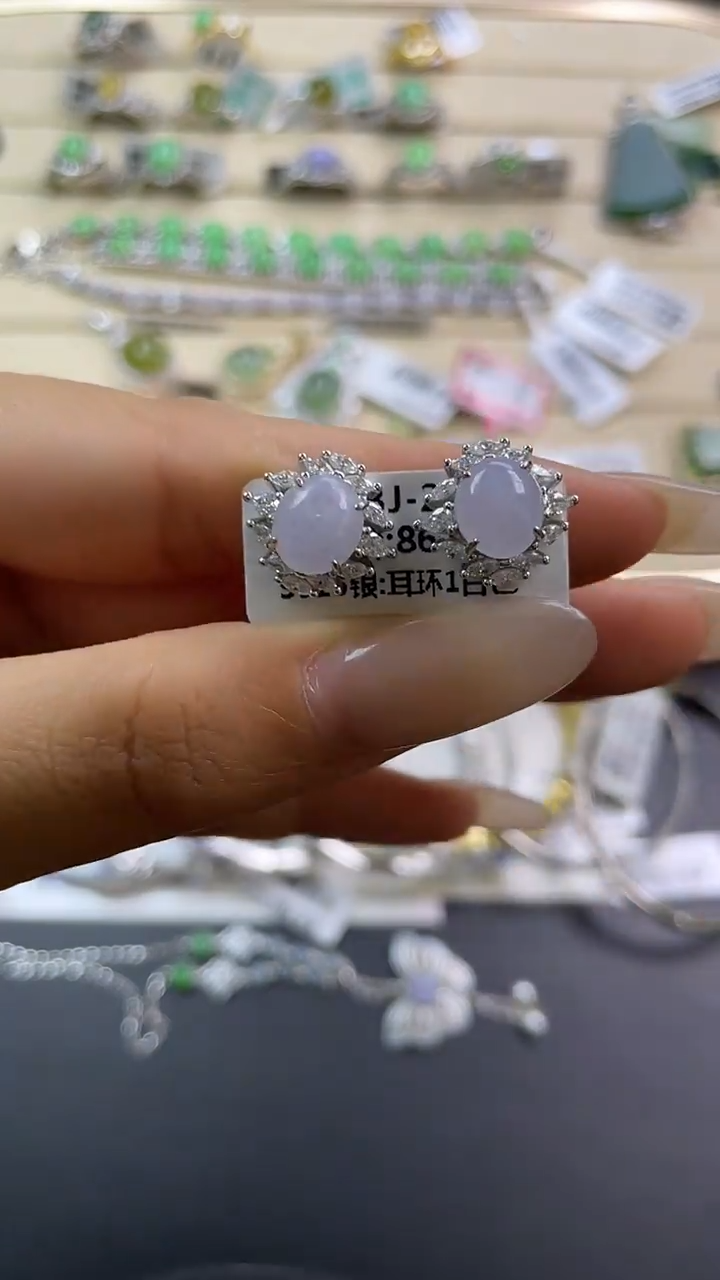 银S925镶嵌戒指翡翠翡翠 蛋面 银S925镶嵌