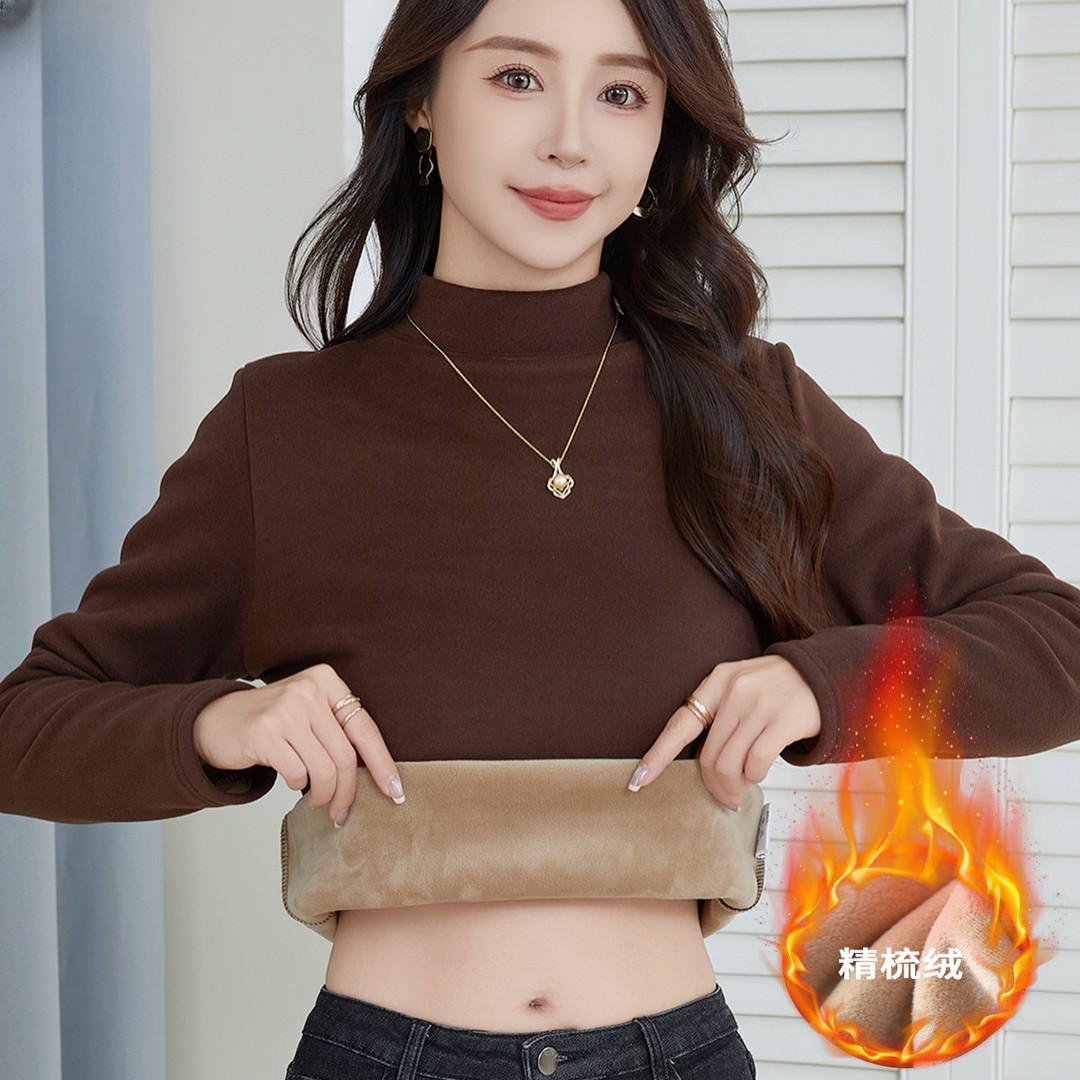 保暖加厚加绒大码加绒德绒打底衫百搭内搭打底外穿