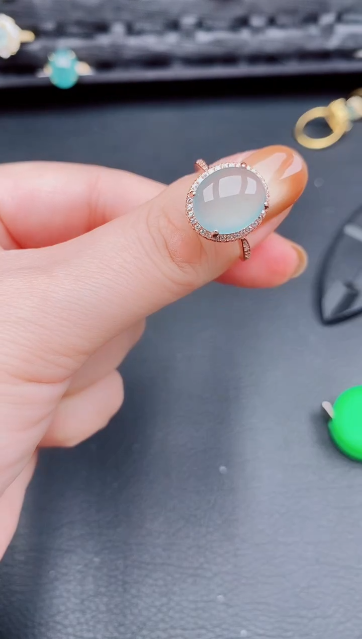 【闪购商品】翡翠戒指银S925镶嵌天然a货翡翠263