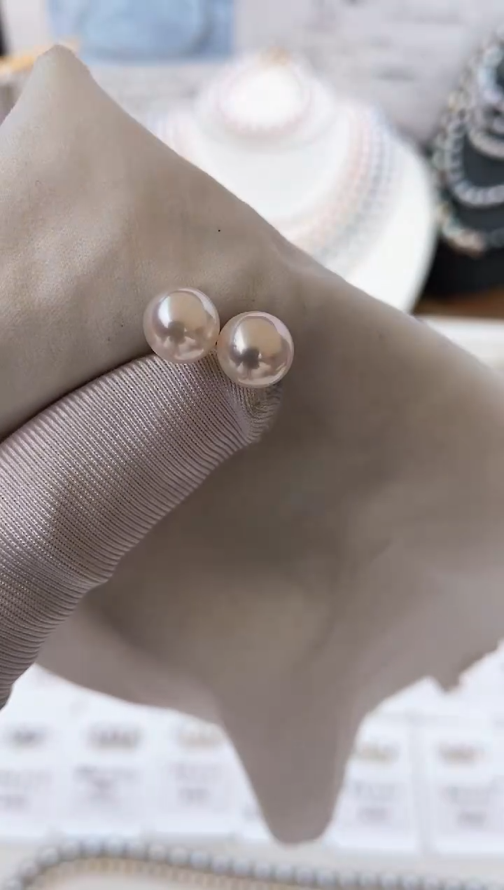 【闪购商品】海水珍珠耳饰18K金镶嵌特选福利7.5-8mm不退不换
