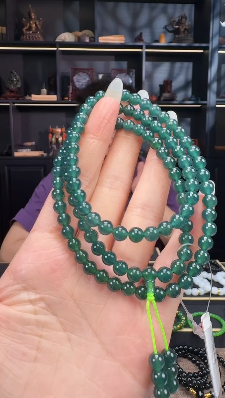 翡翠未镶嵌颈饰6mm圆珠108