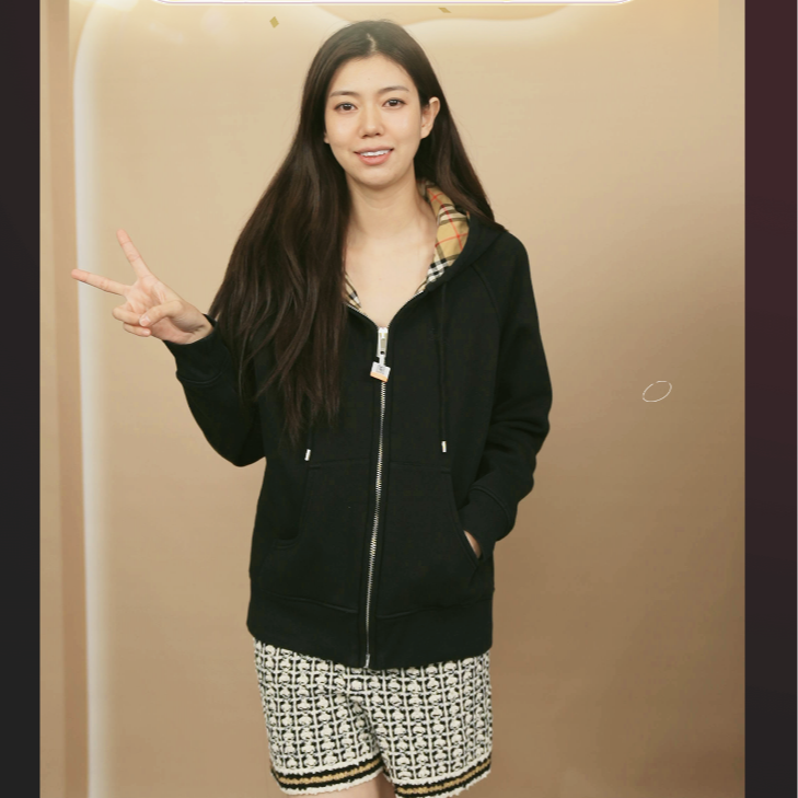 95新 BURBERRY/博柏利 棉质帽衫M码黑色/250905TLLVQ06