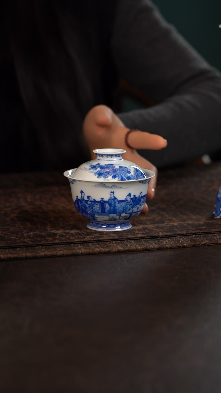 【闪购商品】杯仪贤堂西园雅集图二才盖碗