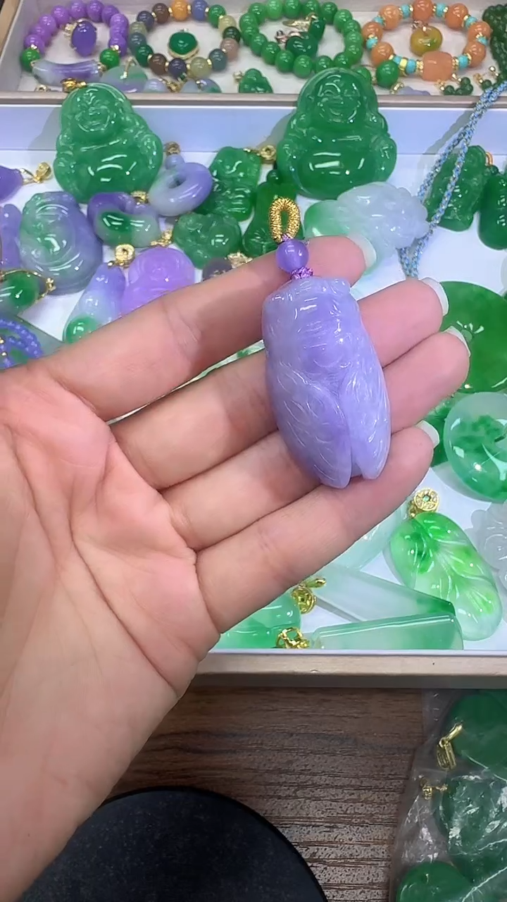 颈饰未镶嵌翡翠紫知了