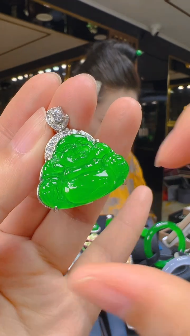 翡翠银S925镶嵌吊坠(赠链)027（多样性发其一）