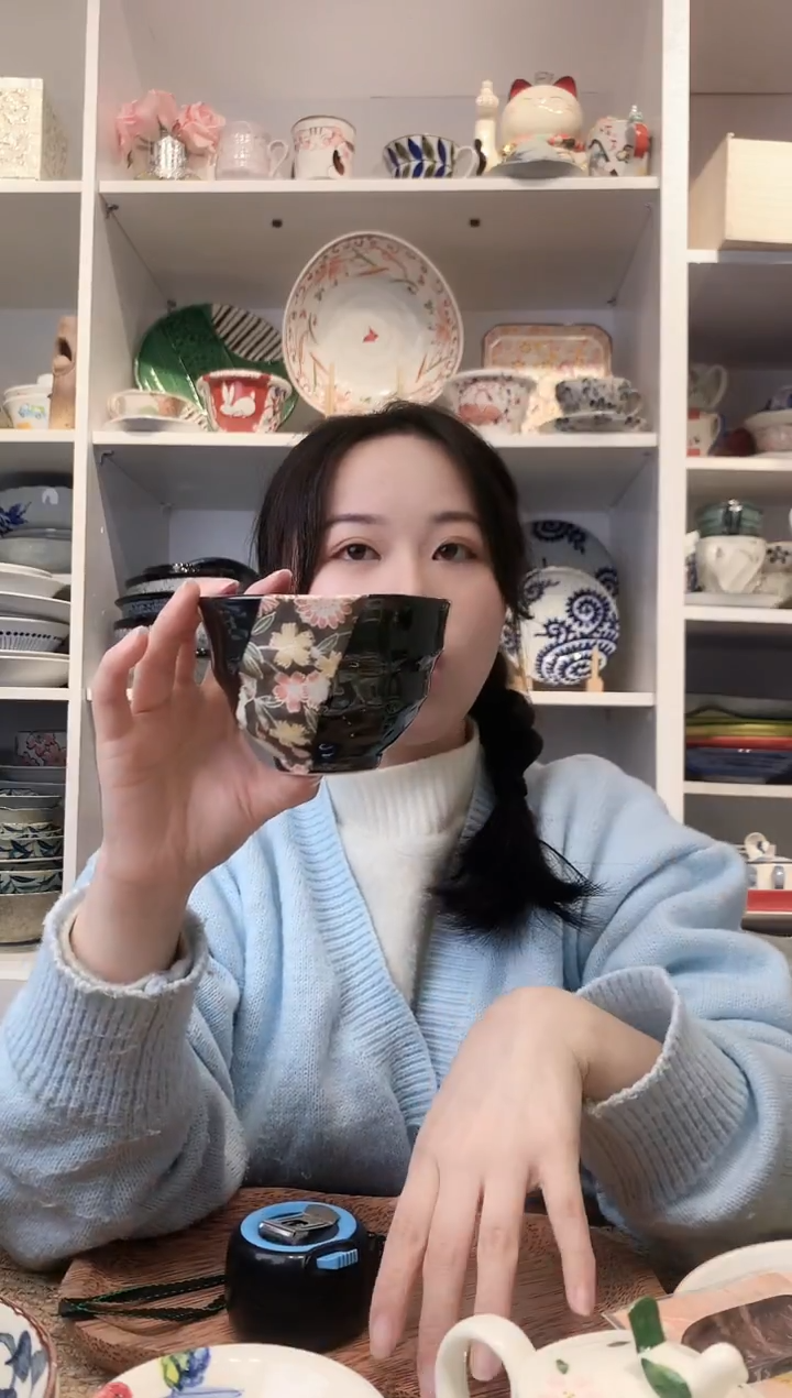 陶瓷【孤品】濑户烧樱花饭碗