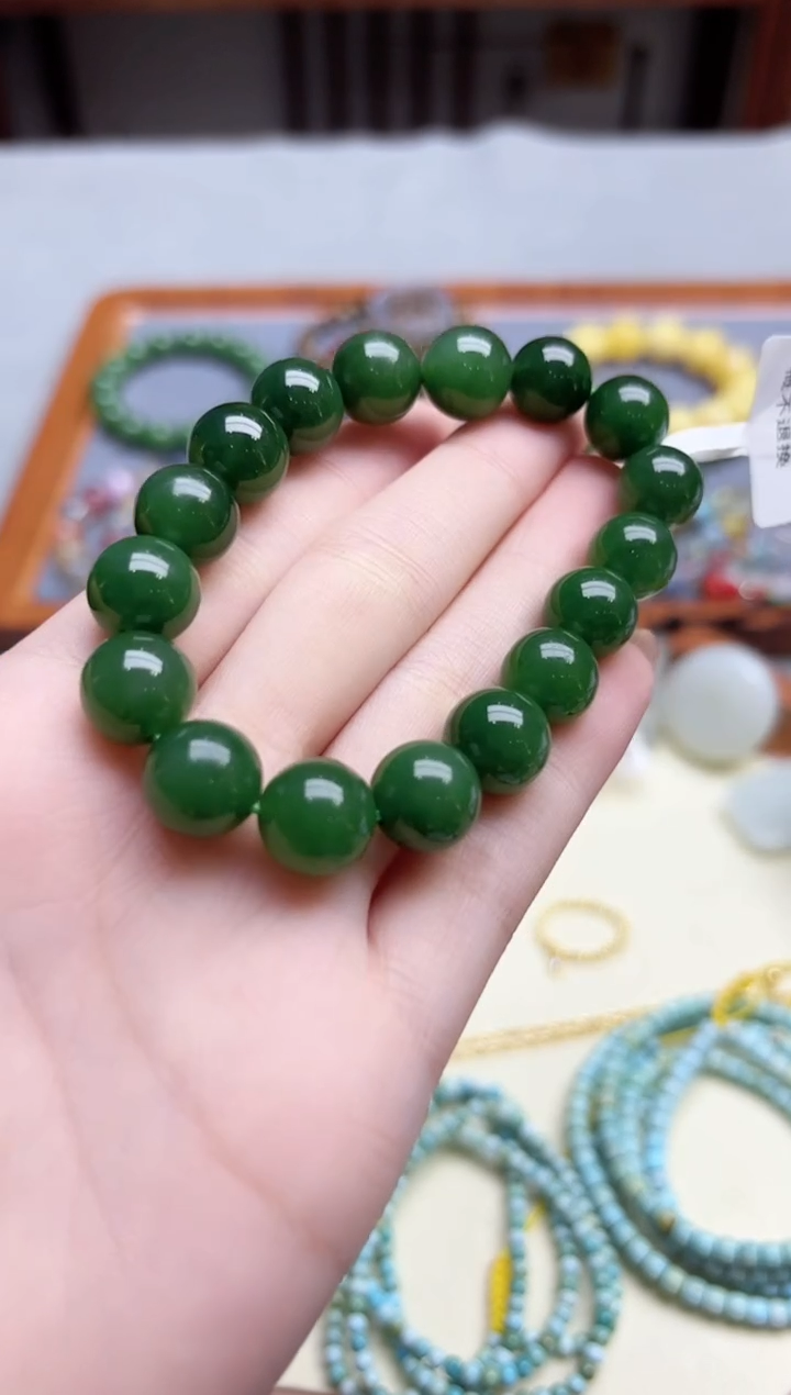 未镶嵌和田玉挂件碧玉手串11mm+ZD
